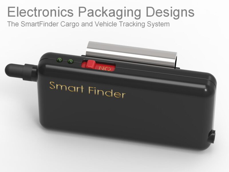 Electronics packaging and integration design and engineering by Evocativo. IMSA Daytona prototype endurance racing sports car. The smart finder cargo and vehicle tracking system.